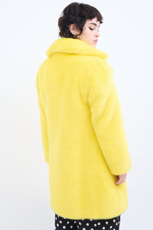 Moschino Couture Yellow Faux Fur Coat