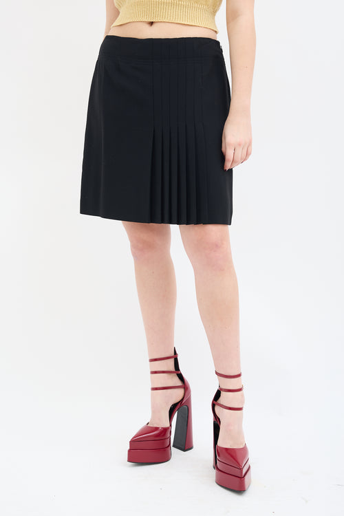 Moschino Couture Black Pleated Panel Mini Skirt