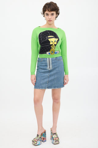 Moschino Green 
Multicolour Knit Sweater