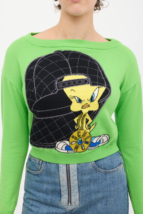 Moschino Green 
Multicolour Knit Sweater