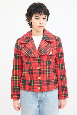 Moschino Jeans Red 
Multi Tartan  Jacket