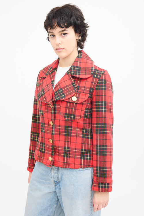 Moschino Jeans Red 
Multi Tartan  Jacket