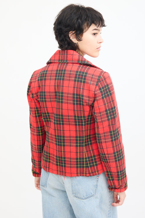 Moschino Jeans Red 
Multi Tartan  Jacket