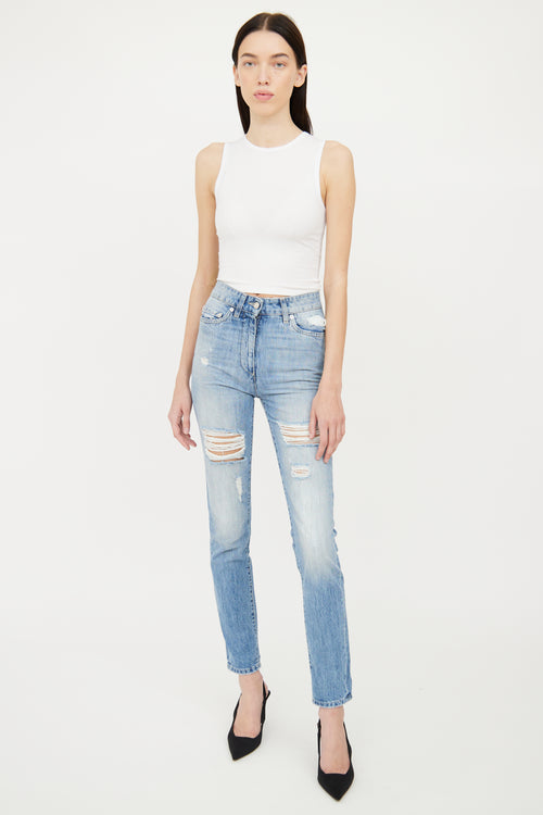 Moschino Light Wash Distressed Skinny Jean