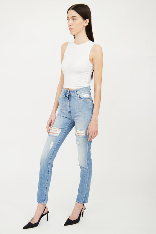 Moschino Light Wash Distressed Skinny Jean