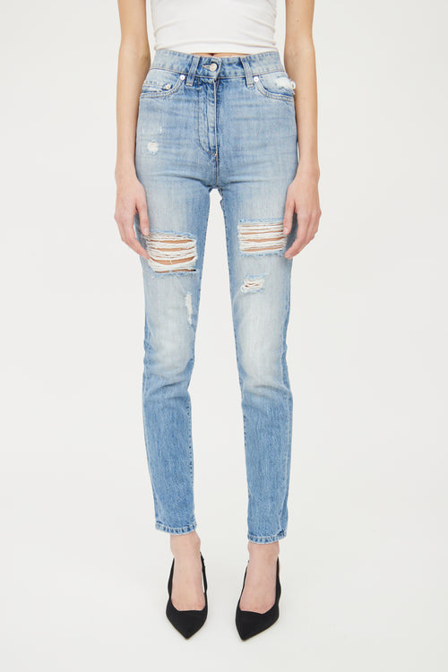 Moschino Light Wash Distressed Skinny Jean