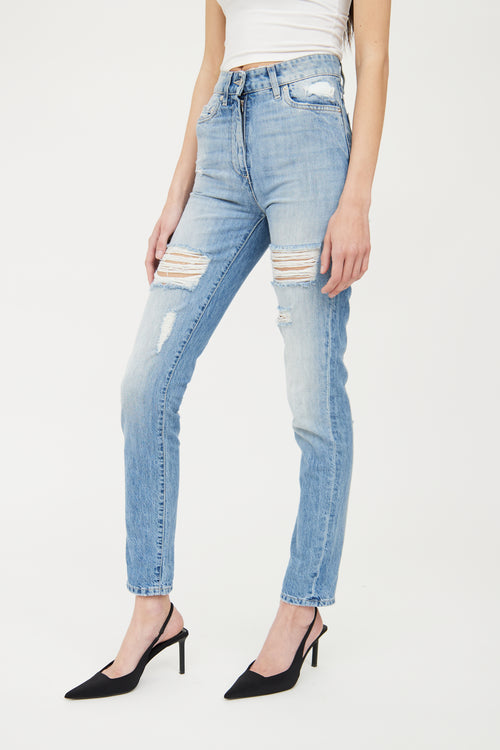 Moschino Light Wash Distressed Skinny Jean