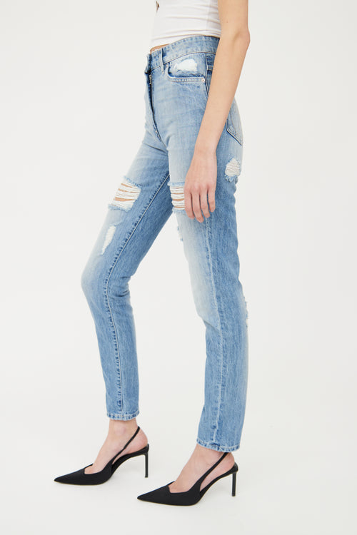 Moschino Light Wash Distressed Skinny Jean