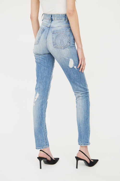 Moschino Light Wash Distressed Skinny Jean