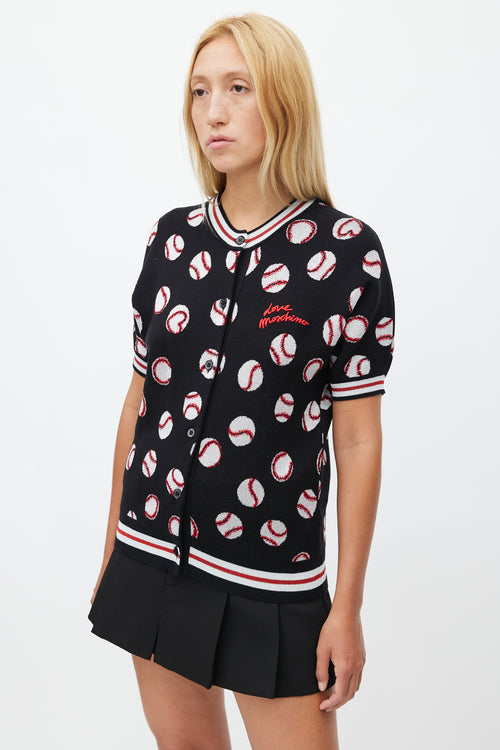 Moschino Love Black 
Multi Baseball Short Sleeve Sweater