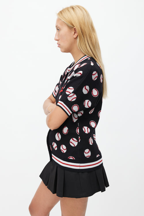 Moschino Love Black 
Multi Baseball Short Sleeve Sweater