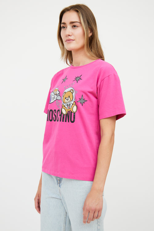 Moschino Pink Bear Astro T-Shirt