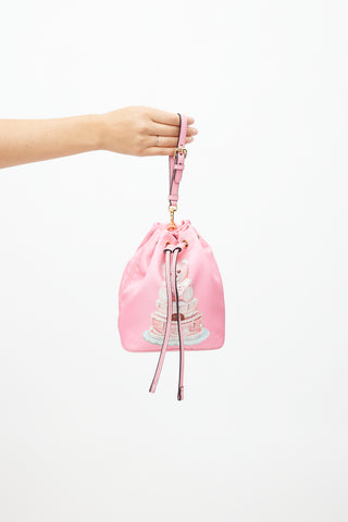 Moschino Pink Nylon Print Crossbody Bag