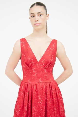 Moschino Red Brocade Bow Dress