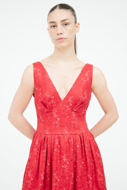 Moschino Red Brocade Bow Dress