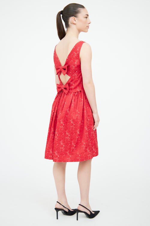 Moschino Red Brocade Bow Dress