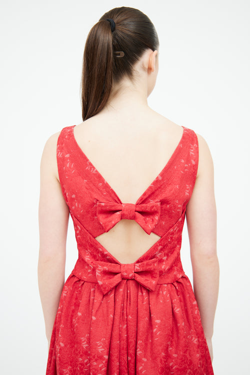 Moschino Red Brocade Bow Dress