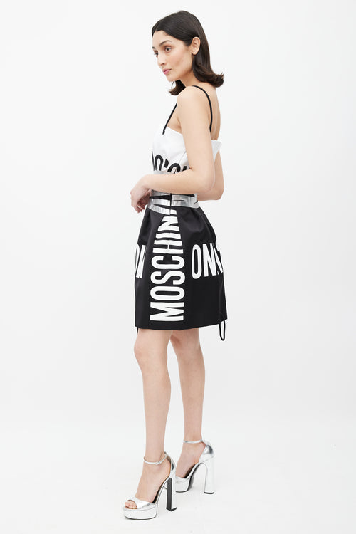 Moschino Couture FW17 Black 
White Logo Mini Dress