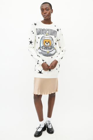 Moschino White 
Multi Star Sweater Dress