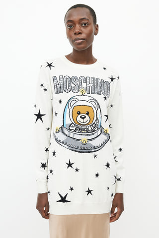 Moschino White 
Multi Star Sweater Dress