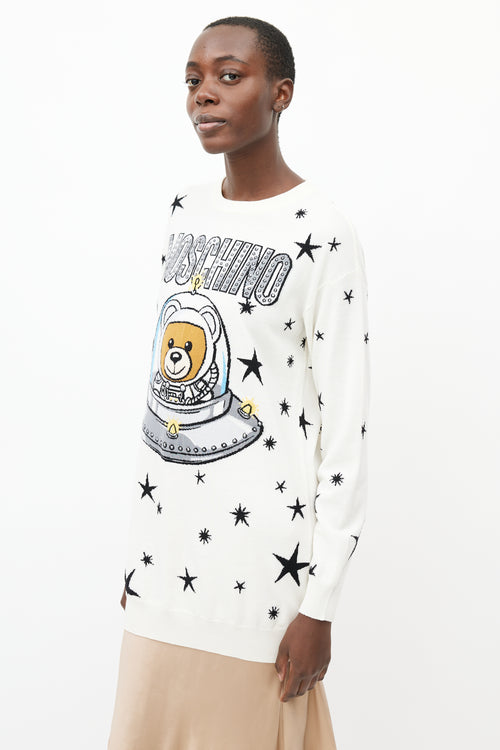 Moschino White 
Multi Star Sweater Dress