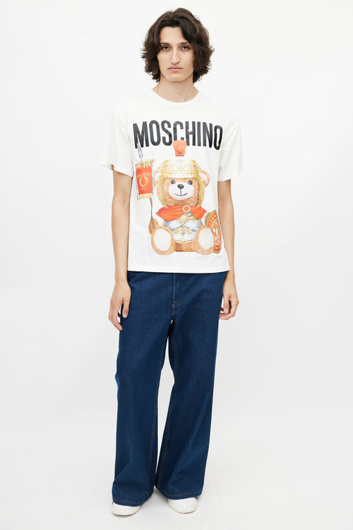 Moschino White 
Multicolour Bear Logo T-Shirt