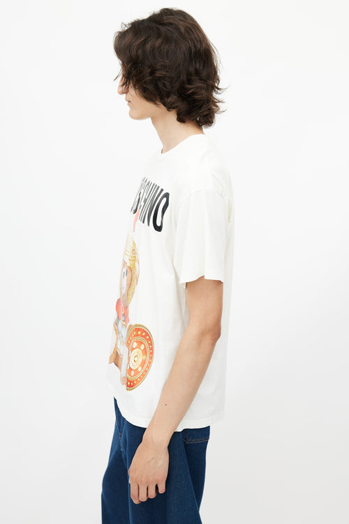 Moschino White 
Multicolour Bear Logo T-Shirt