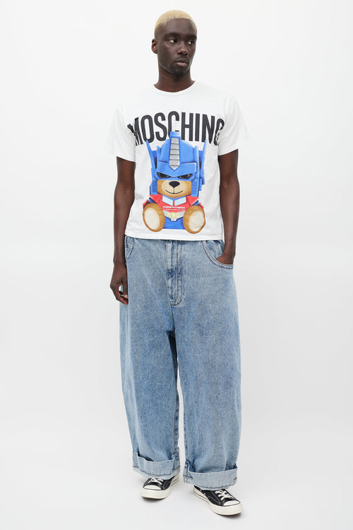 Moschino White 
Multicolour Graphic T-Shirt