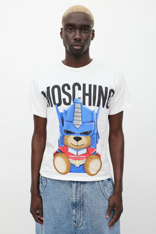 Moschino White 
Multicolour Graphic T-Shirt