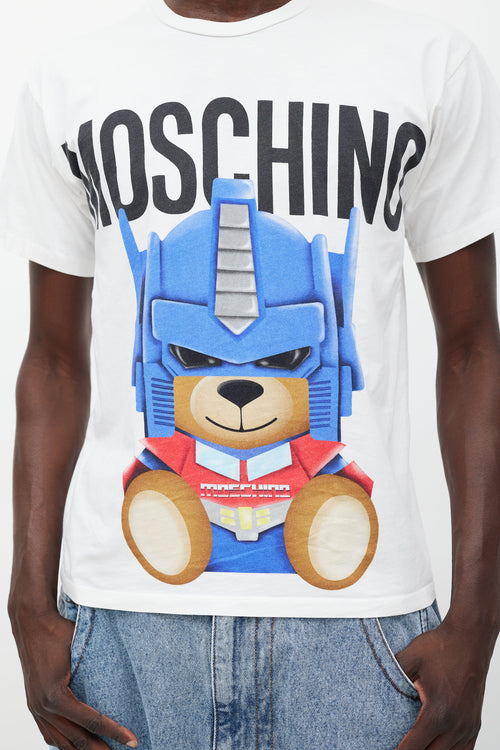 Moschino White 
Multicolour Graphic T-Shirt