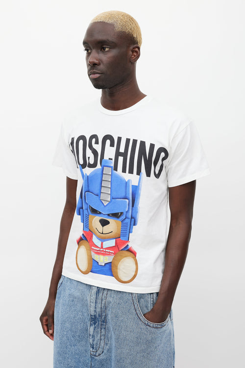 Moschino White 
Multicolour Graphic T-Shirt