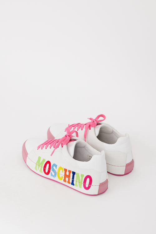 Moschino White 
Multicolour Logo Low Top Sneaker