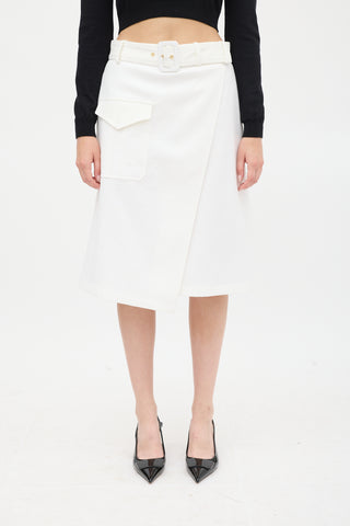 Moschino White Pique Wrap Skirt