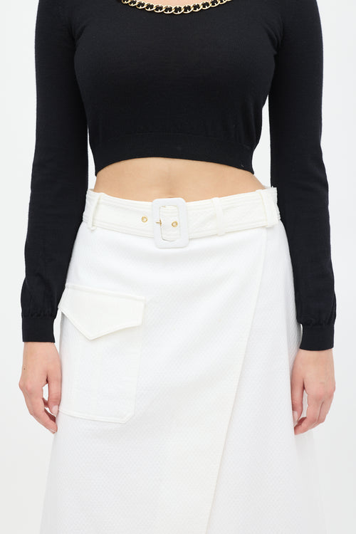 Moschino White Pique Wrap Skirt