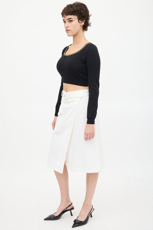 Moschino White Pique Wrap Skirt