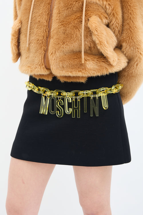 Moschino Yellow Acrylic Logo Chain Necklace