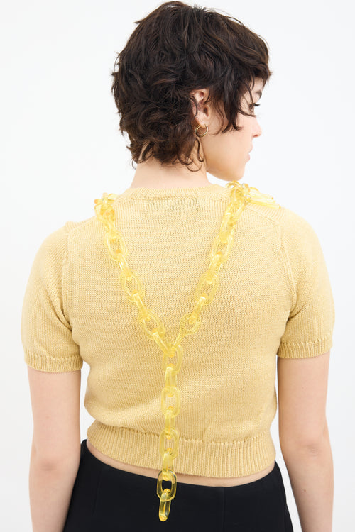 Moschino Yellow Acrylic Logo Chain Necklace