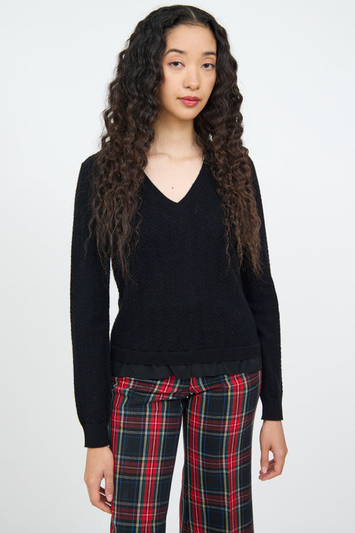 Moschino Black Knit Pearl Button Top