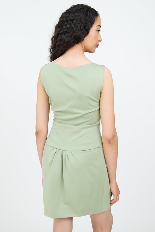 Moschino Green Ruched Sleeveless Dress