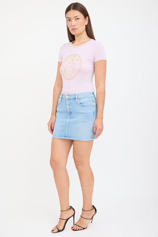 Mother Light Wash Denim Mini Skirt