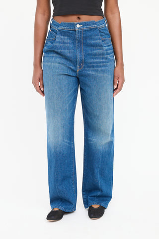 Mother Dark Wash Pinch Sneak Jean