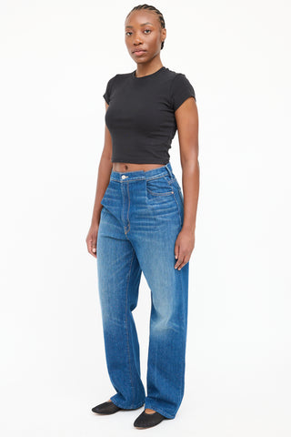 Mother Dark Wash Pinch Sneak Jean