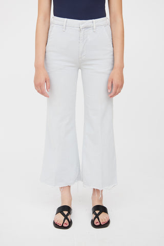 Mother Grey Light Wash Roller Cropped Jean