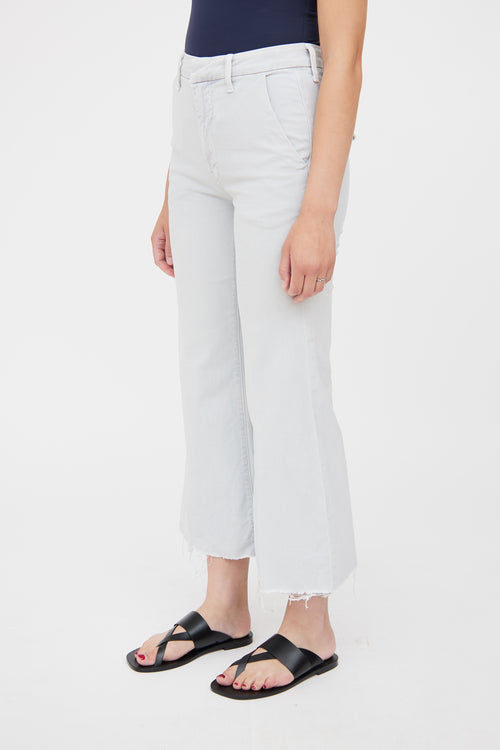 Mother Grey Light Wash Roller Cropped Jean