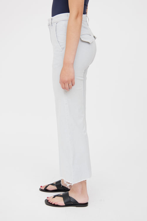 Mother Grey Light Wash Roller Cropped Jean