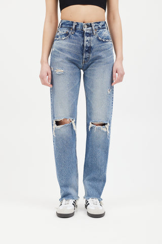 Moussy Vintage Light Wash Distressed Jeans