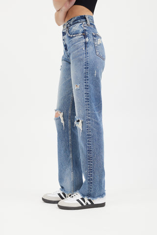 Moussy Vintage Light Wash Distressed Jeans