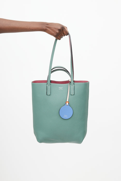 Moynat Green 
Pink Reversible Leather Tote