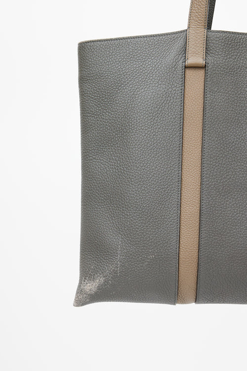 Moynat Grey Rectangular Leather Tote Bag