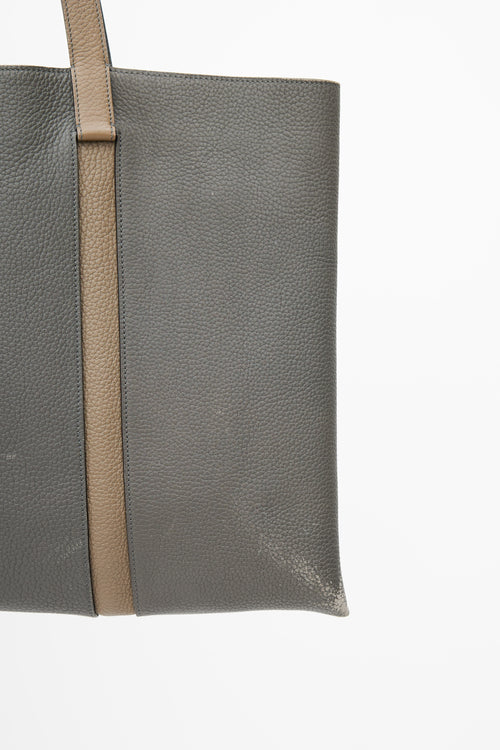 Moynat Grey Rectangular Leather Tote Bag